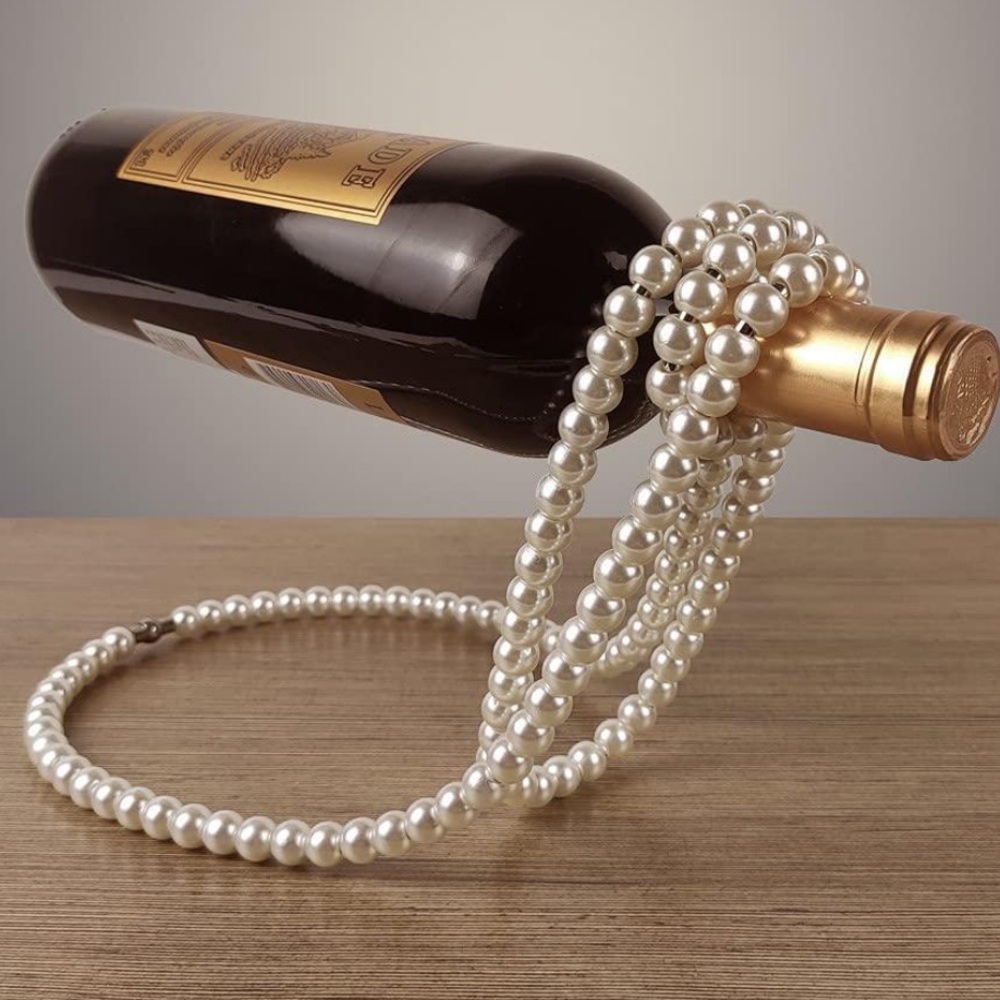 Fancy Pearls Bottle Holder - Hanging Suspension Wine Bottle Holder Rack